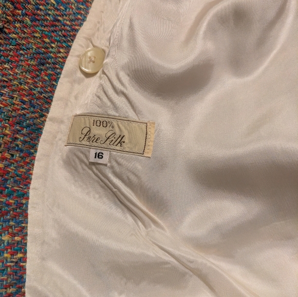 Vintage PBM Women’s Double-Breasted Silk Tweed Blazer Jacket Size 16 USA - Picture 5 of 10